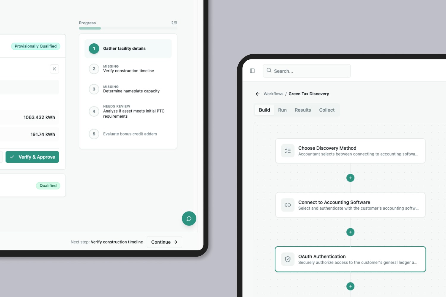 Context Nature — qualification workflow and workflow builder interface