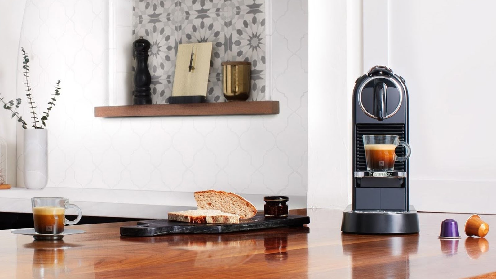 Nespresso — rebuilt US campaign imagery: the machine in a real kitchen