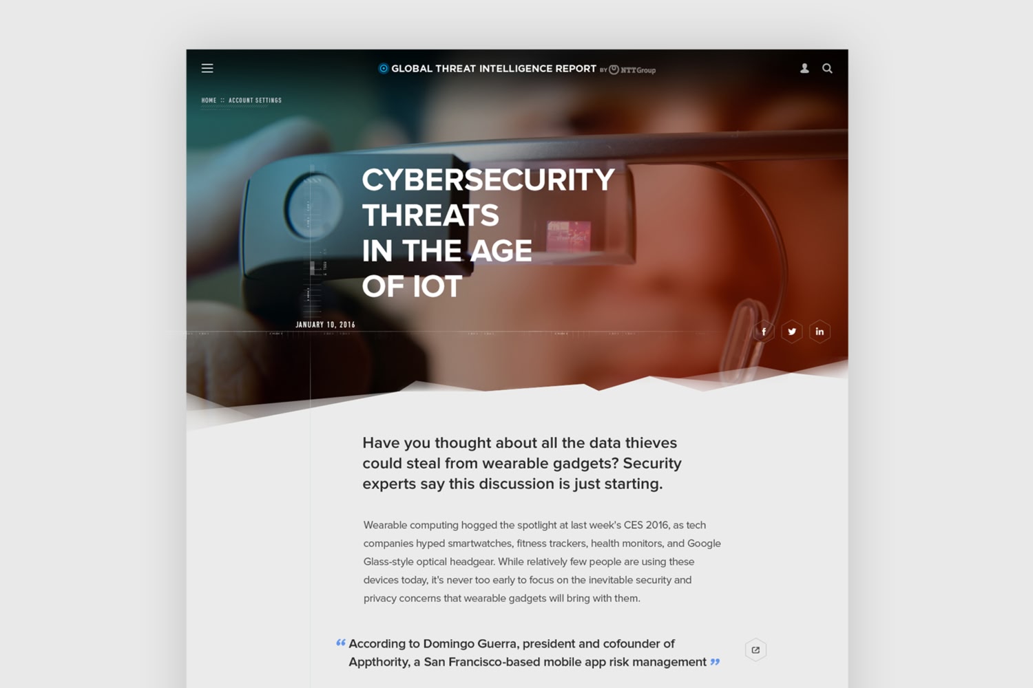NTT — Global Threat Intelligence Report article page