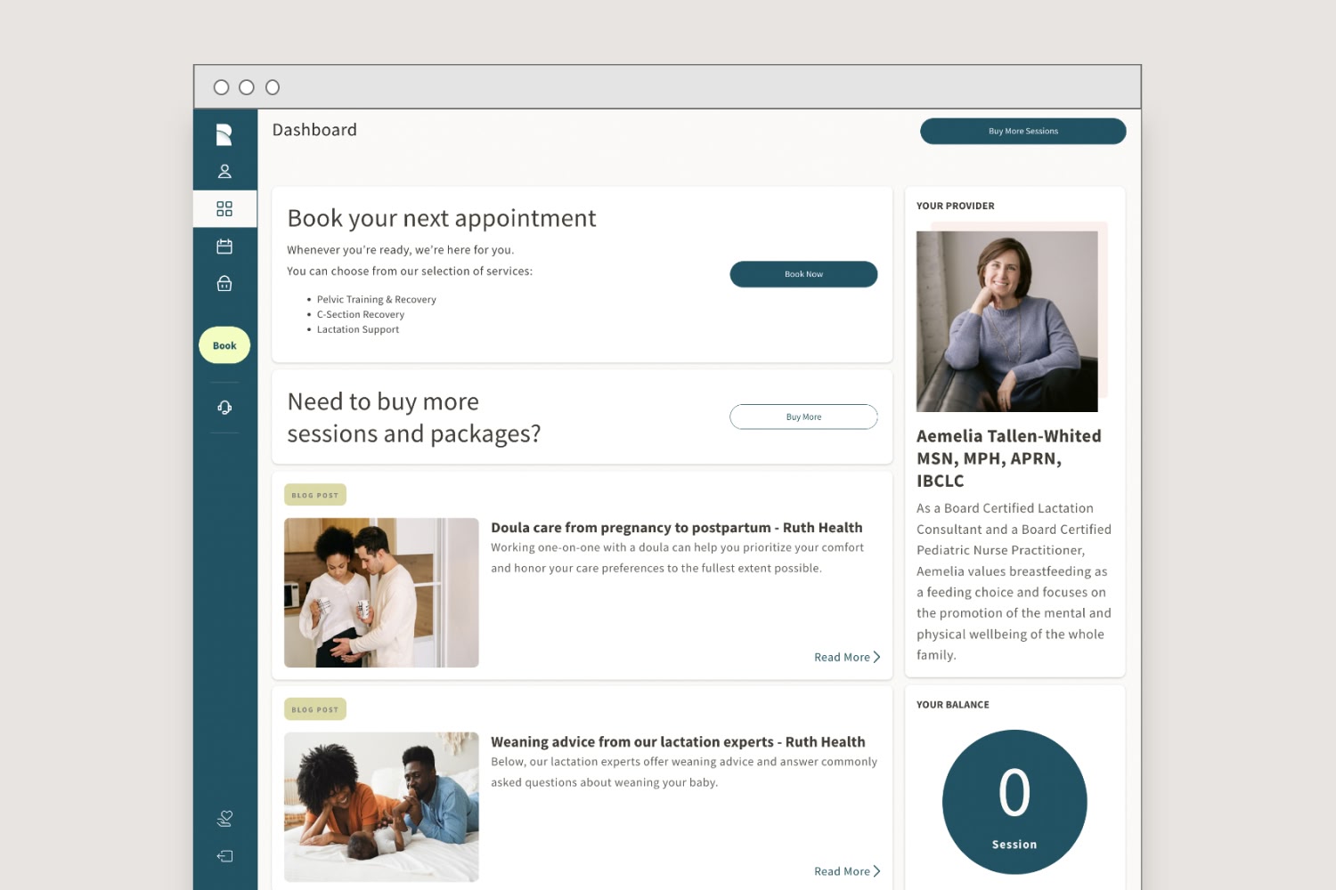 Ruth Health — patient dashboard