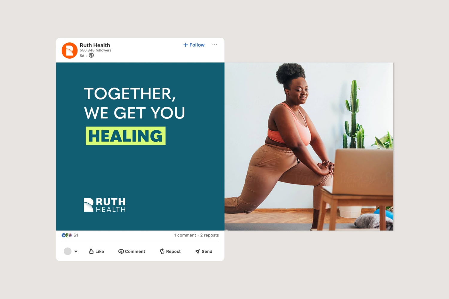 Ruth Health — campaign creative in a LinkedIn post